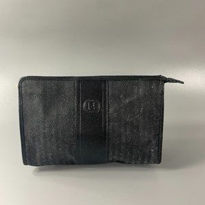 Vintage Fendi Black Coated Canvas Clutch/Make-up Bag